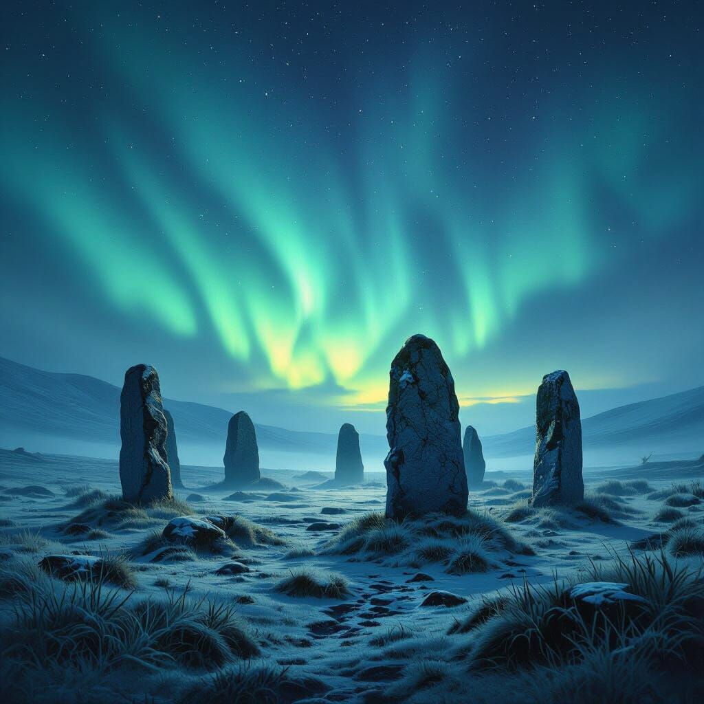 Aurora Borealis Illuminates Ancient Stone Circle