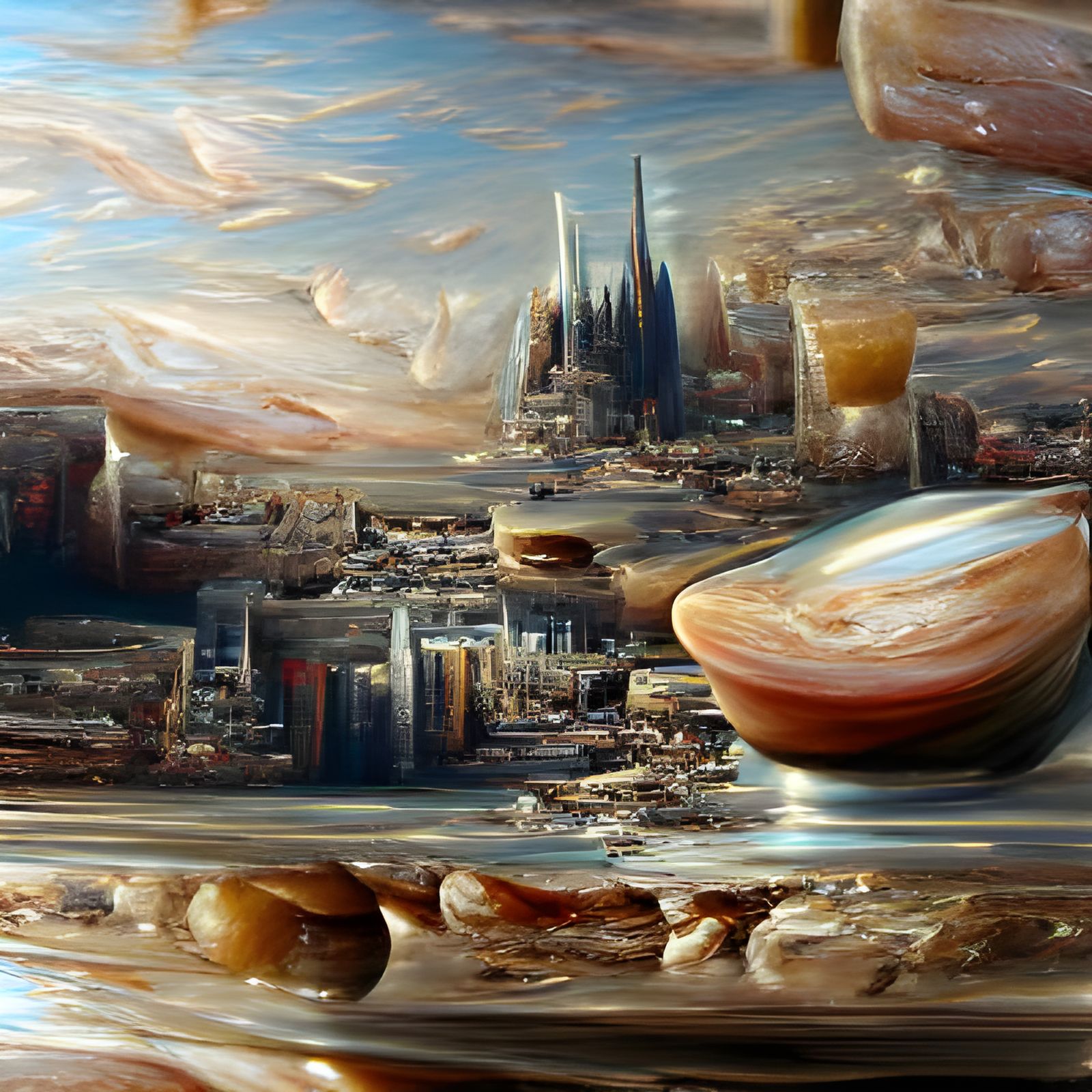 Jupiter Cityscape in Parallel Universe: Gurney-Style Oil Pai...