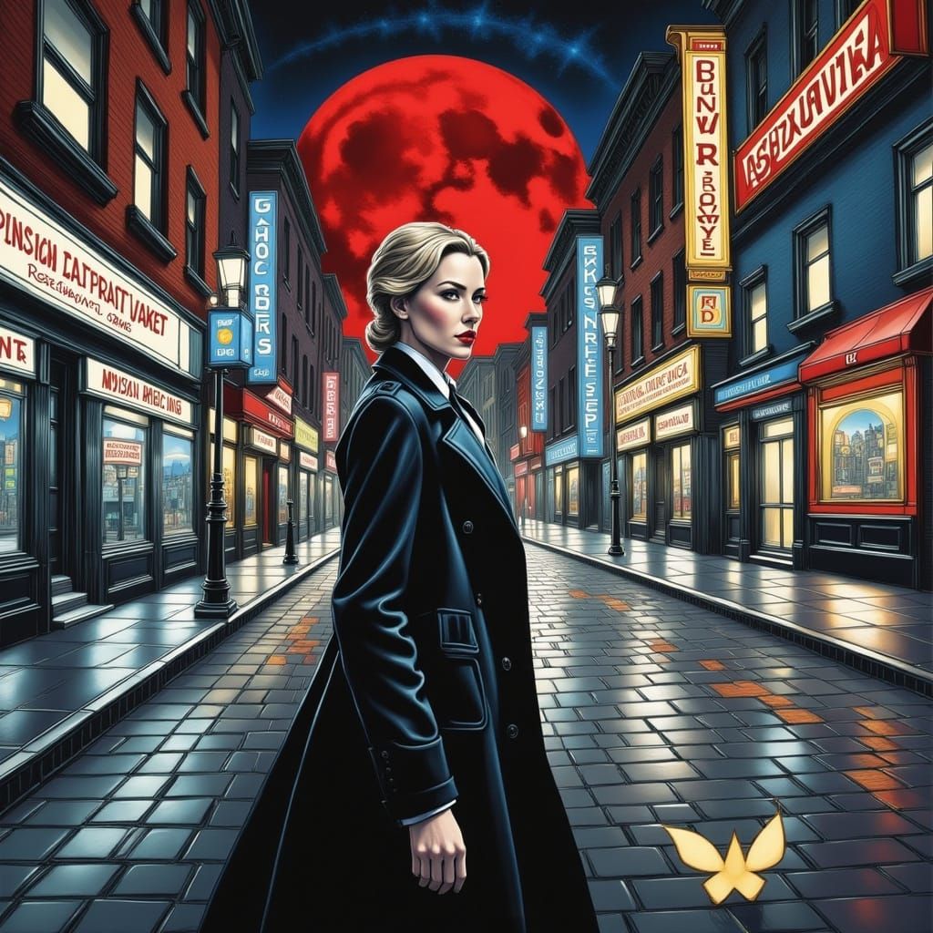 Sultry Femme Fatale in Classic Film Noir Style