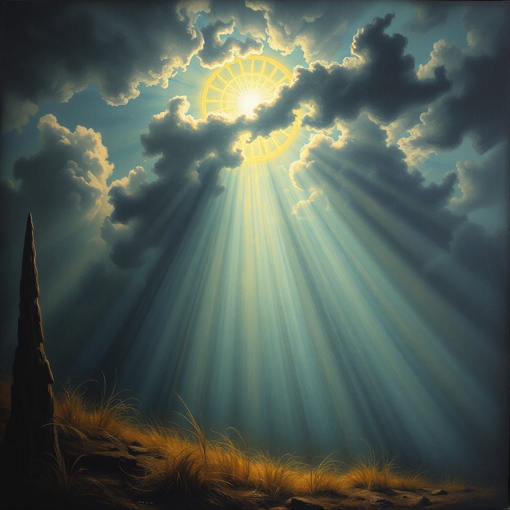 Ethereal Sunlit Scene in Unfinished Style