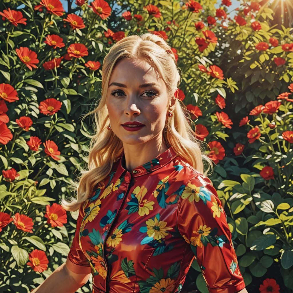 Pop Art Portrait of a Blonde Woman Dancing