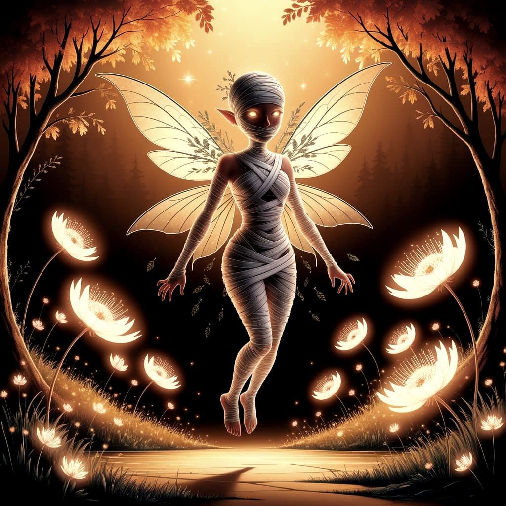 Whimsical Mummy Fairy in Enchanted Forest