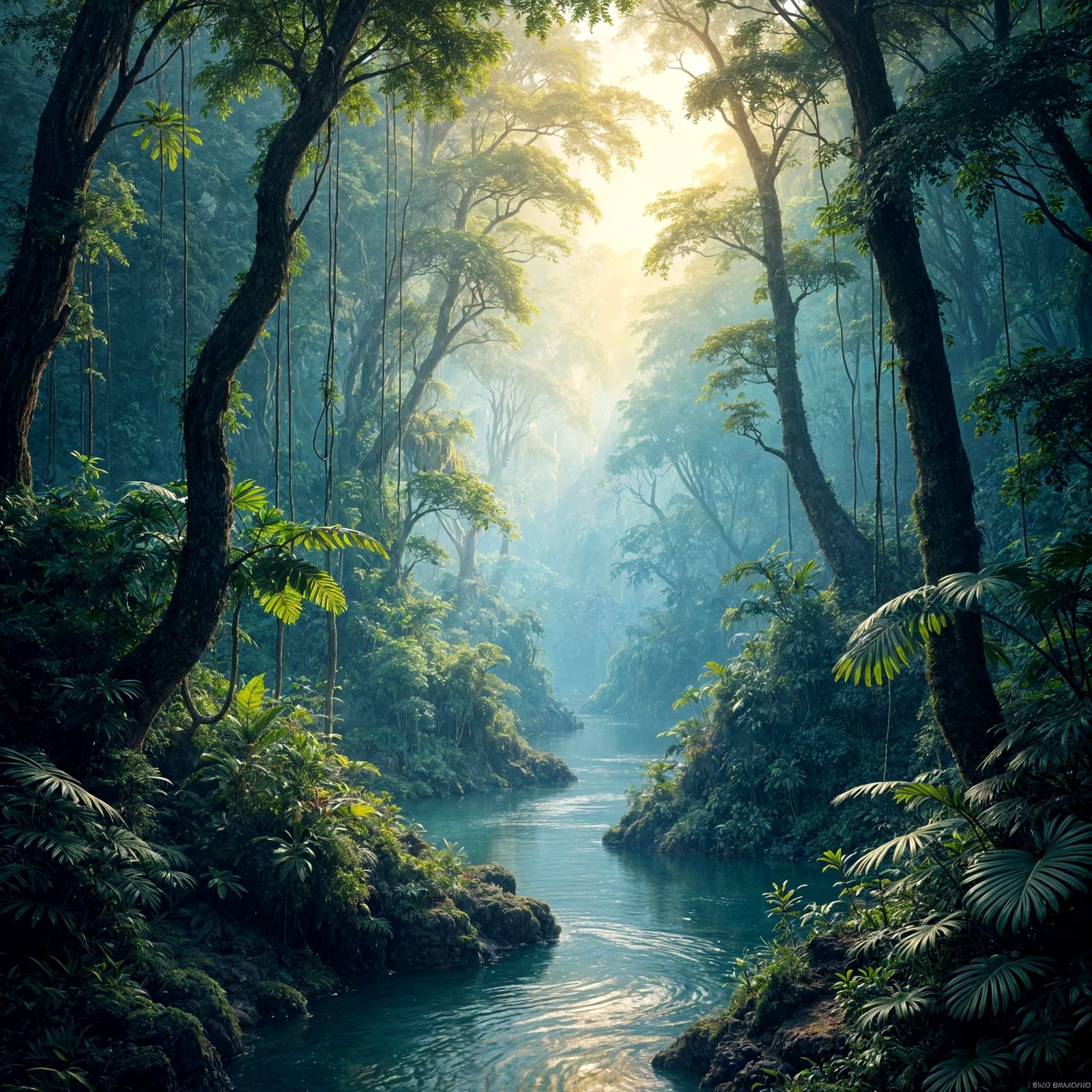Lush Amazon Rainforest: Detailed Matte Painting