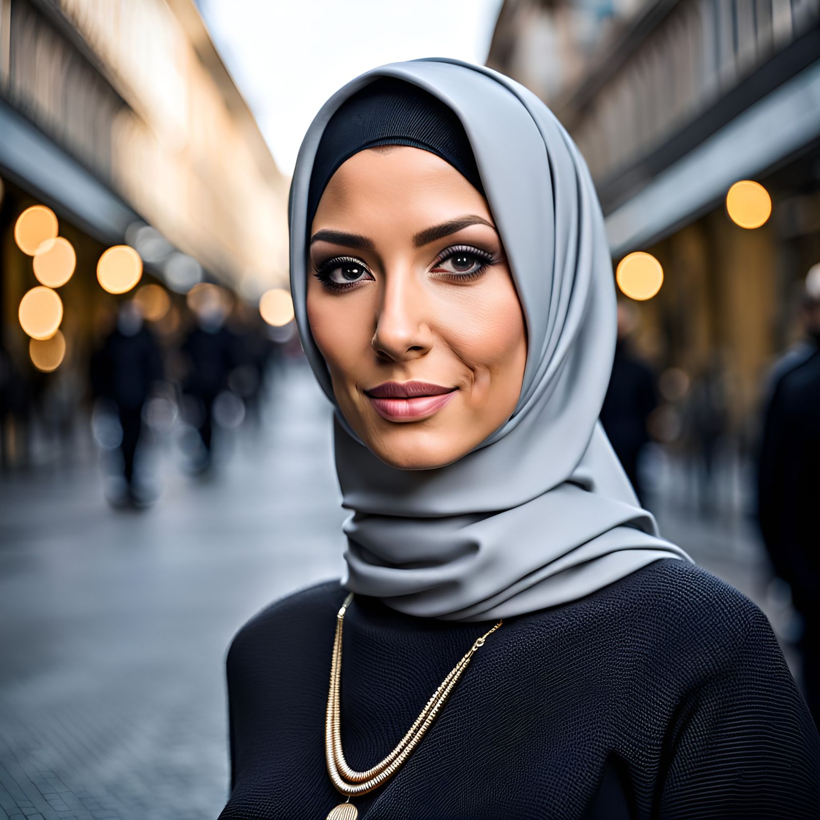 Stunning Woman in Hijab in Cologne Cityscape