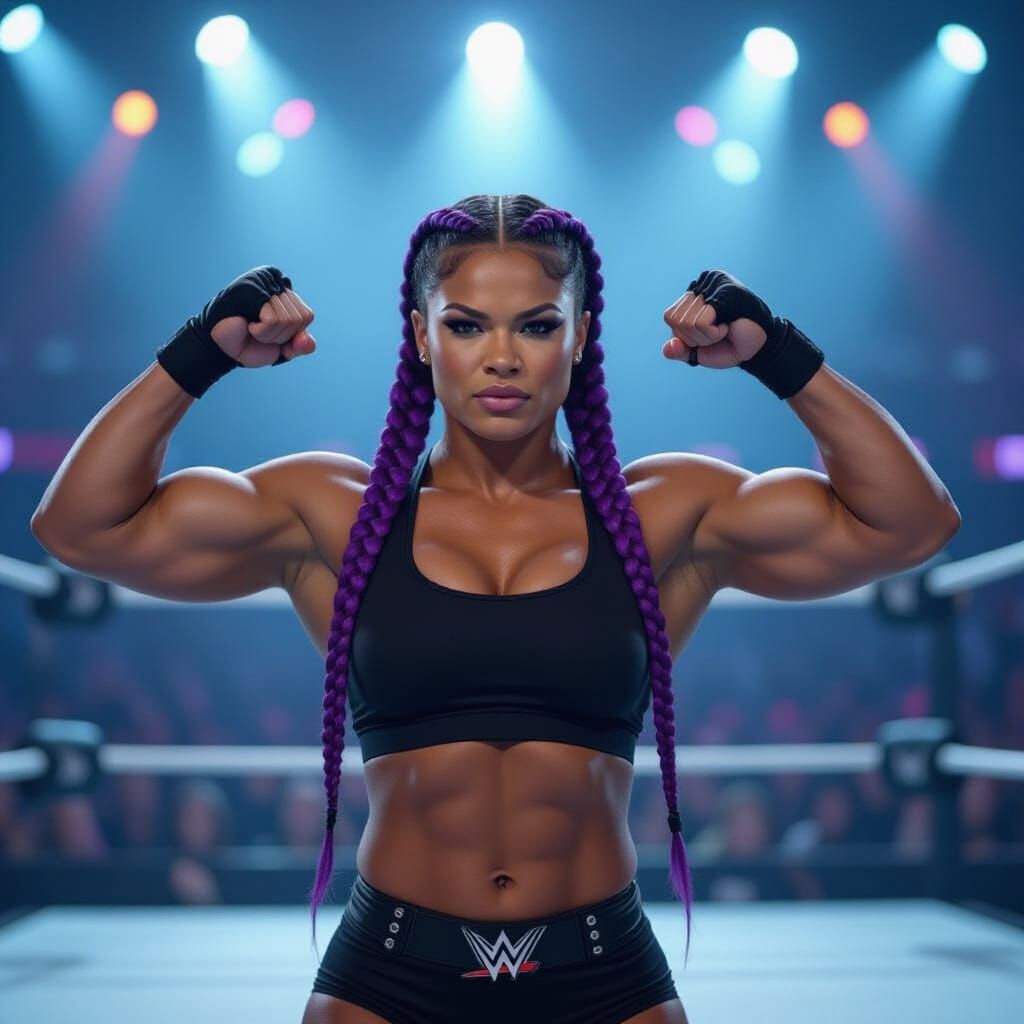 Bianca Belair Flexes on Wrestling Stage