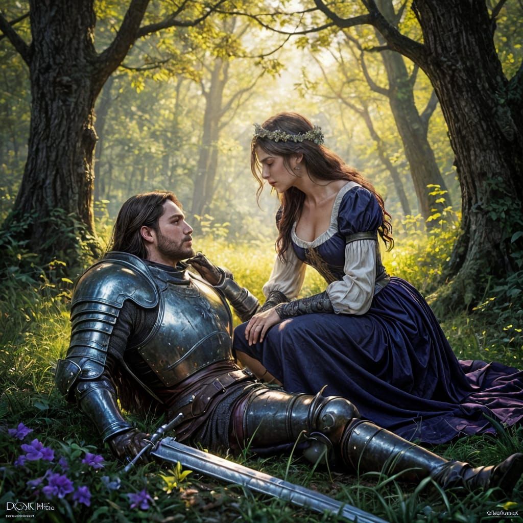 Medieval Knight's Last Moments: A Dark Fantasy Oil Painting