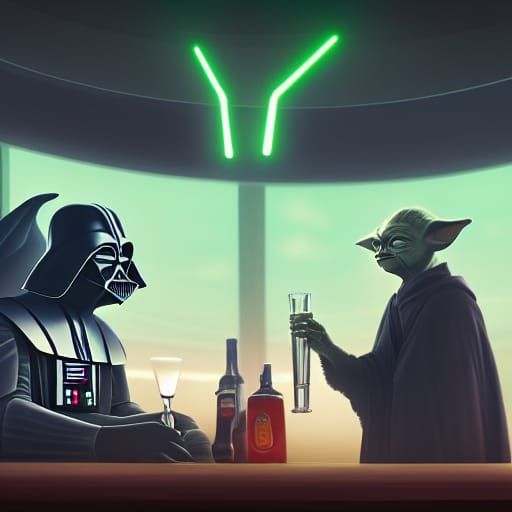 Darth Vader and Yoda at the Bar: Pixar Ghibli Style