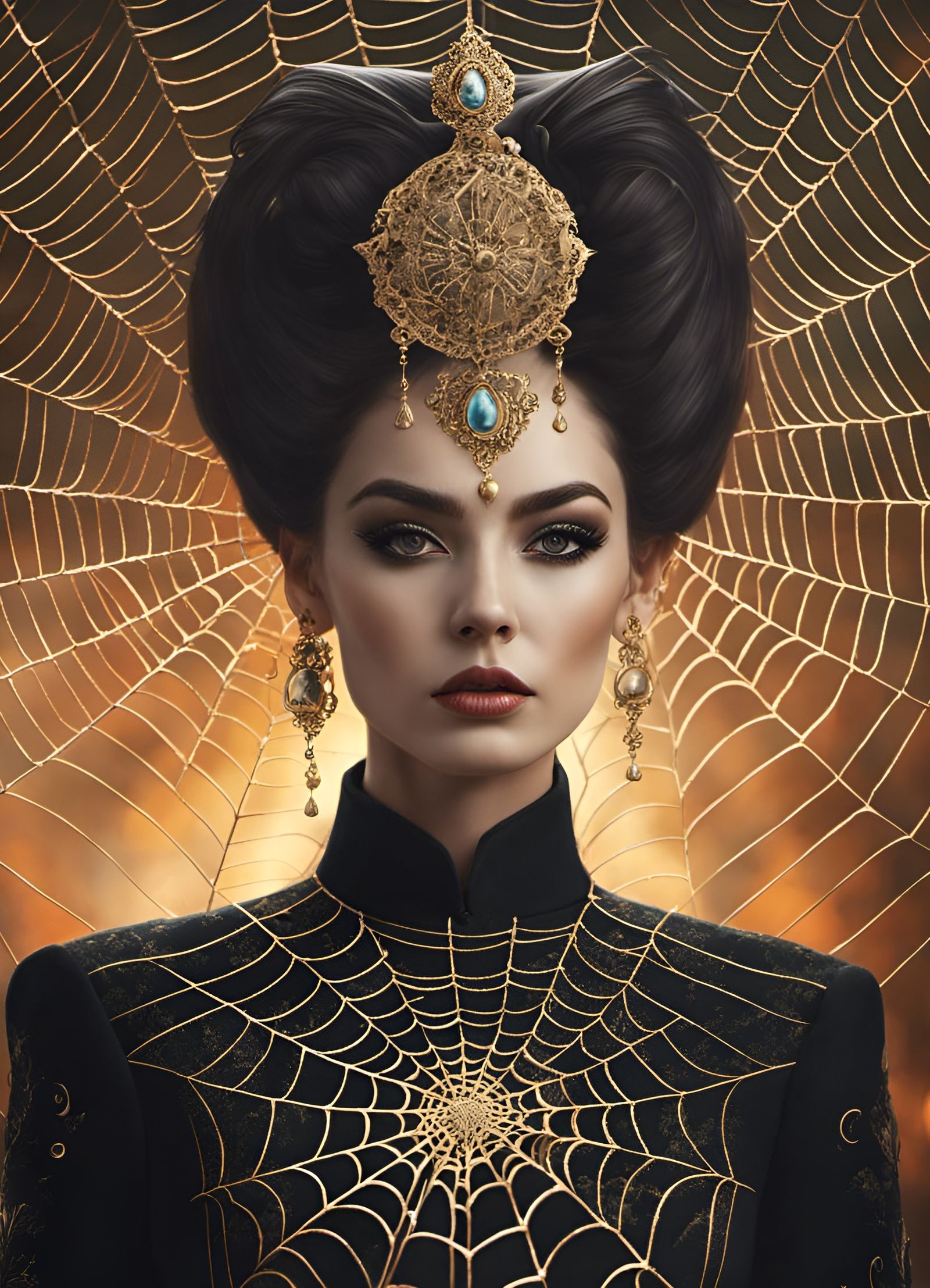 Spiderweb Goddess in Hyperdetailed Digital Art