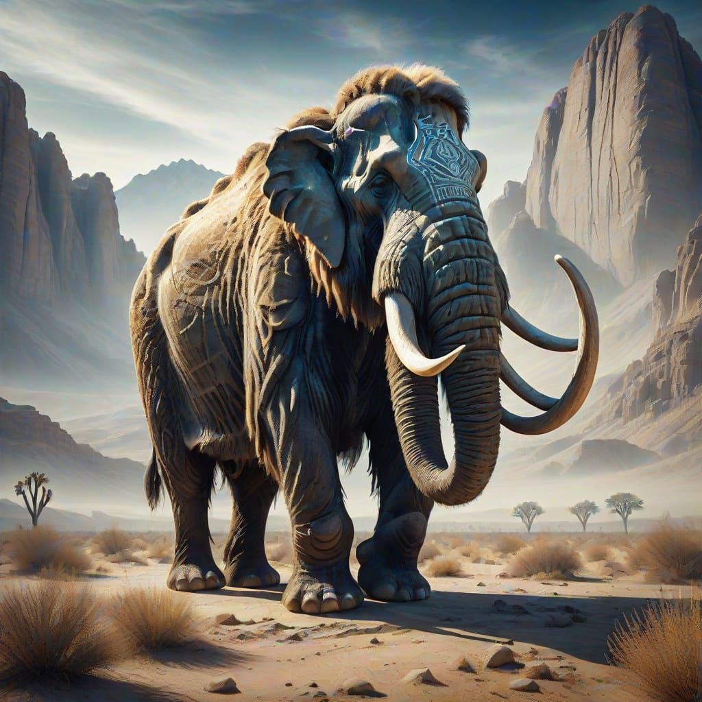 Woolly Mammoth Double Exposure in Egyptian Desert