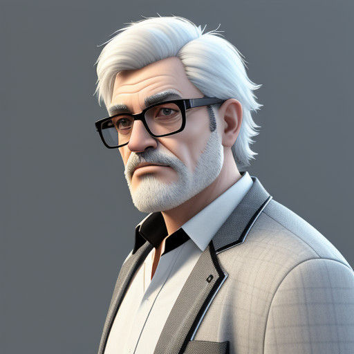 Confident Cartoon Man in Checkered Jacket