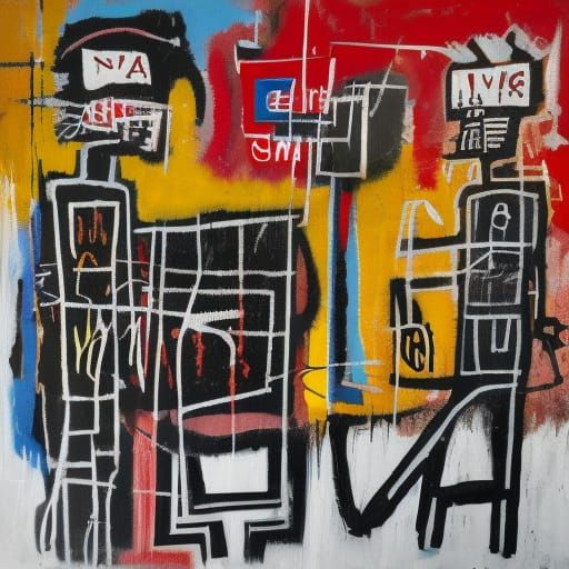 Urban Boy and Dog: Neo-Primitivist Graffiti Art