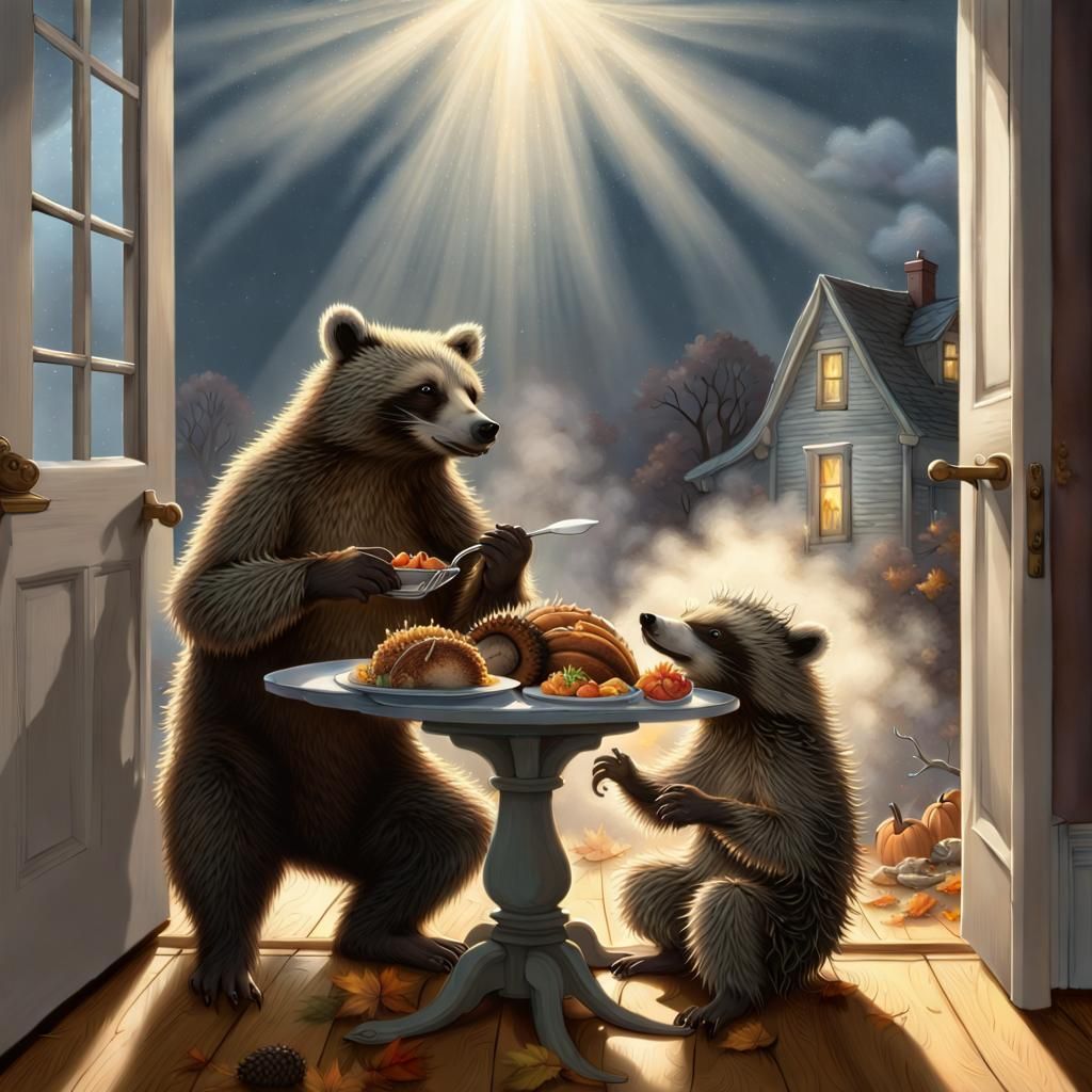 Animals Celebrate Thanksgiving: Ethereal Fantasy Art