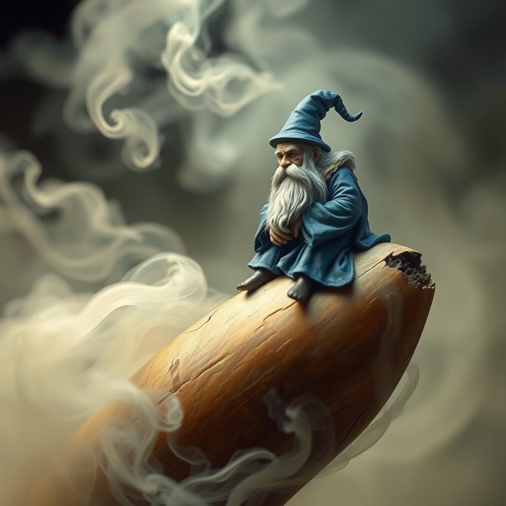 Miniature Wizard Contemplating on a Finger
