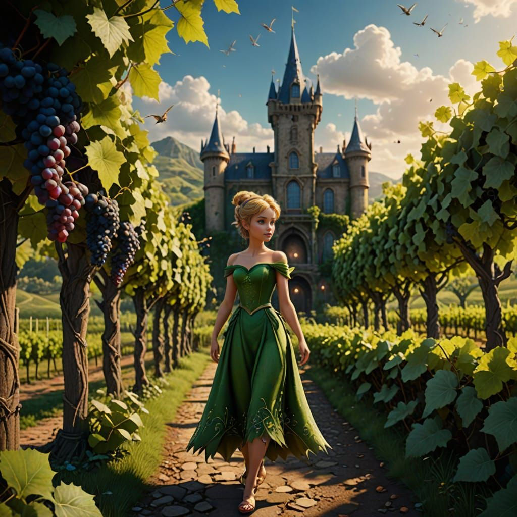 Enchanted Vineyard Encounter in Whimsical Style