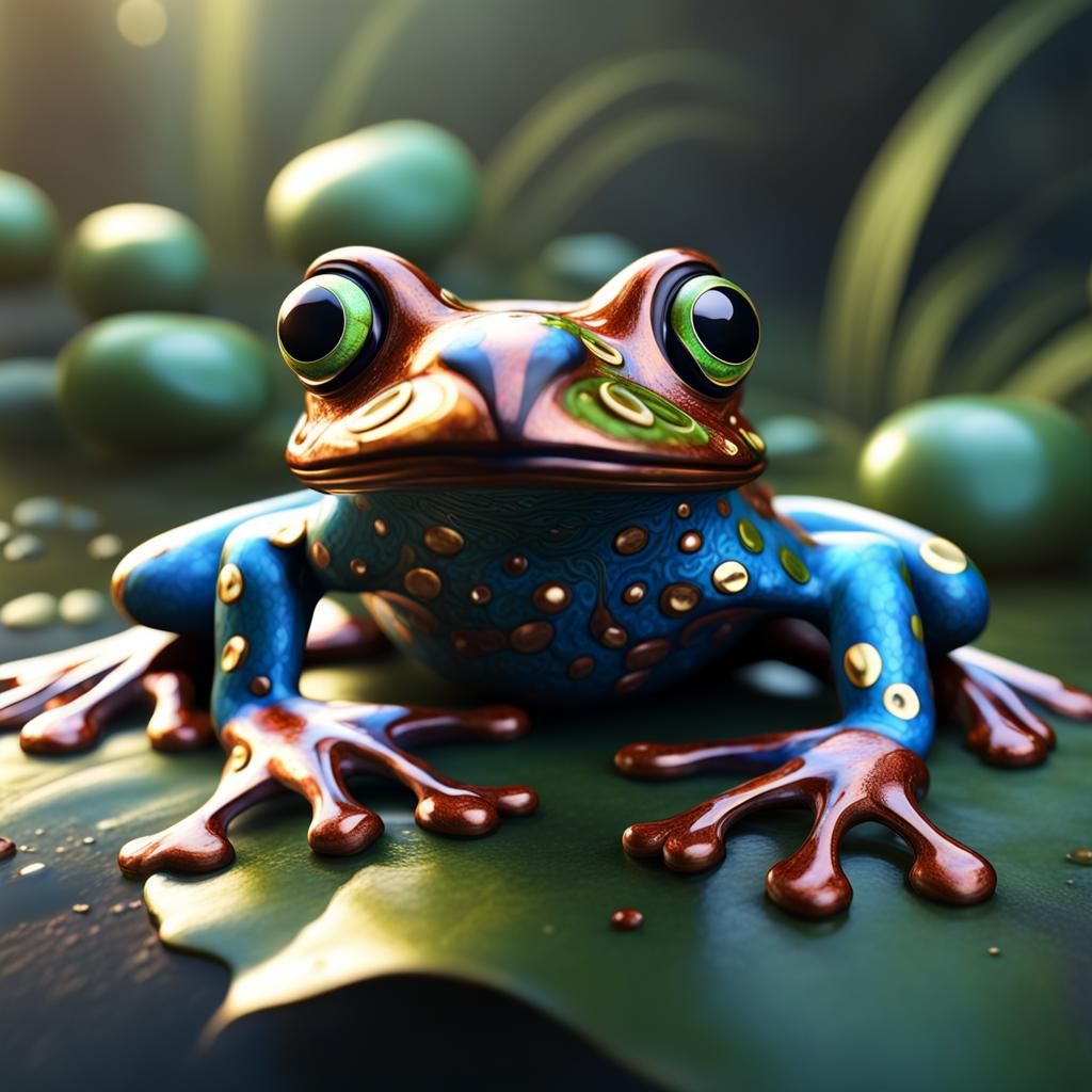 Ornate Frog Cloisonné in Detailed Matte Painting