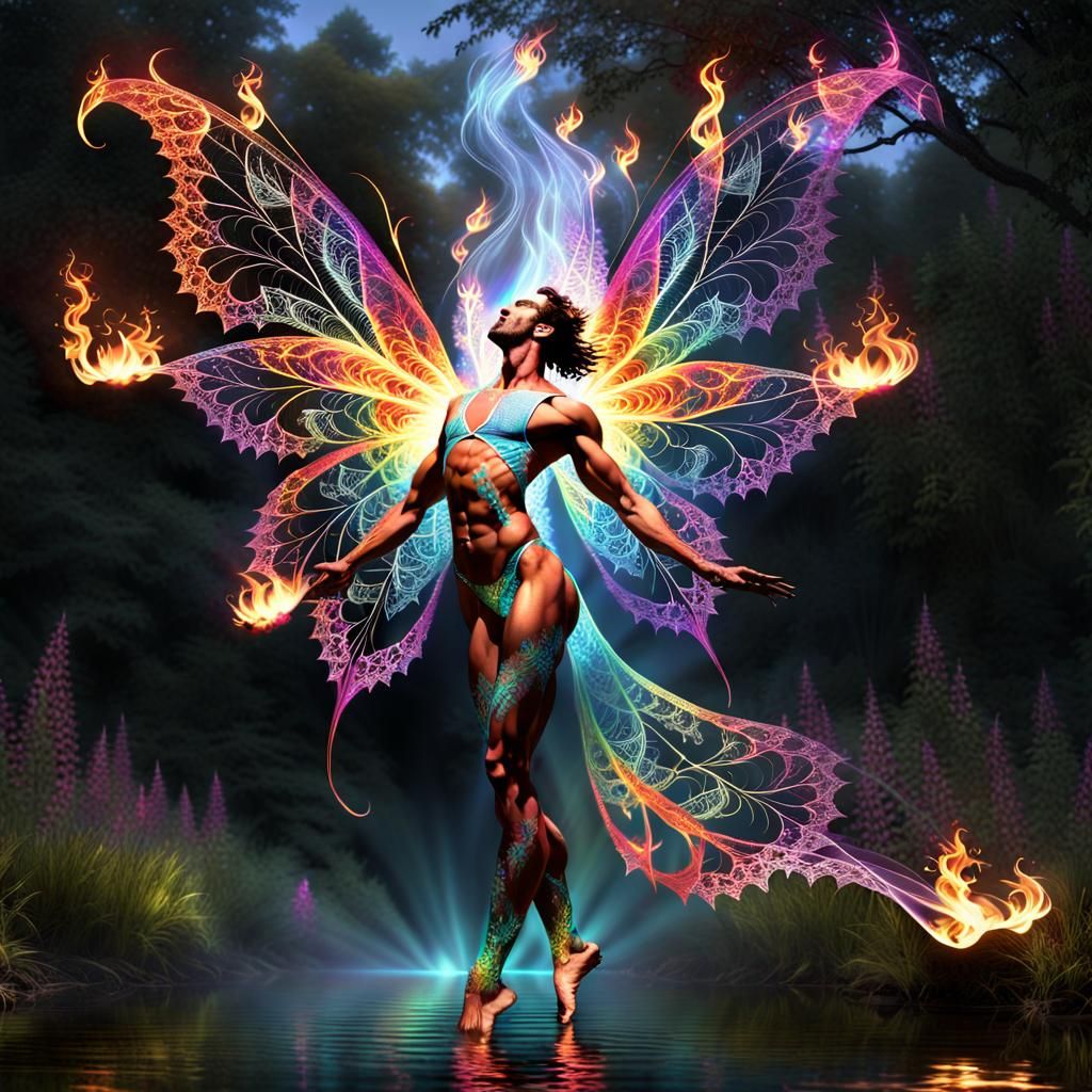 Fire Fairy Sings in Fractal Flames: Dreamworks Masterpiece