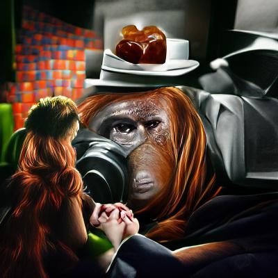 Orangutan in Film Noir Hyperrealism