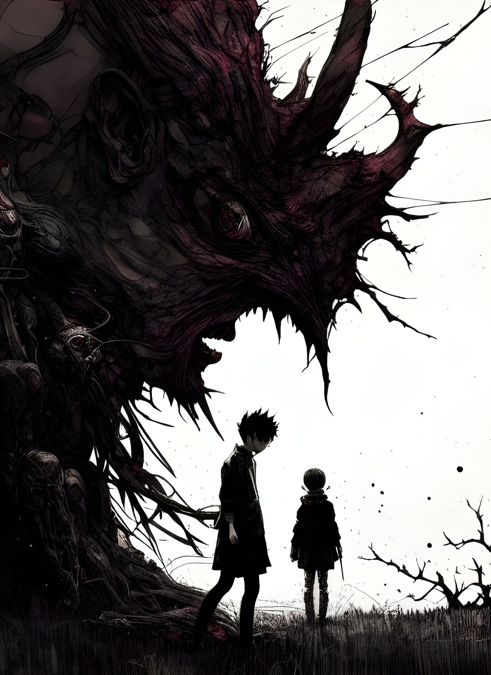 Sinister Monster in Watercolor Style