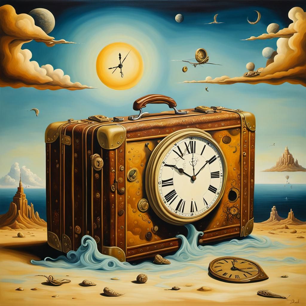 Surreal Melting Clocks in Dali Style