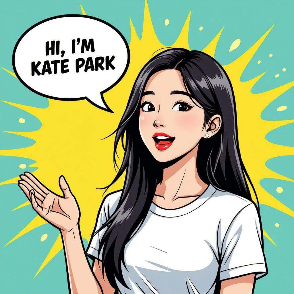 Korean Woman Animatedly Introduces Herself