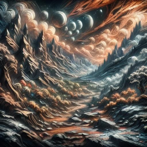 Dark Fantasy Embrace in War-Torn Courtyard