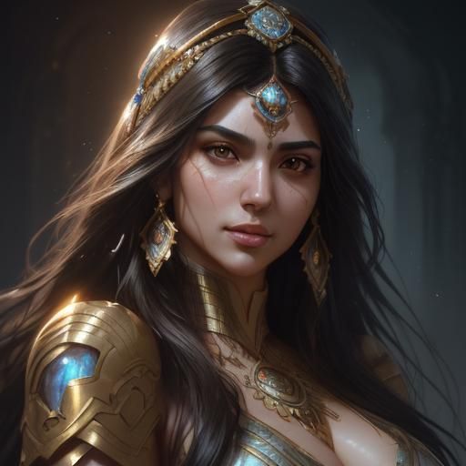 Beautiful Persian Woman Portrait in Hyperdetailed Digital Ar...