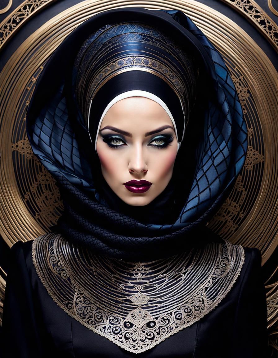 Victorian Gothic Hijabi Woman with Sound Waves