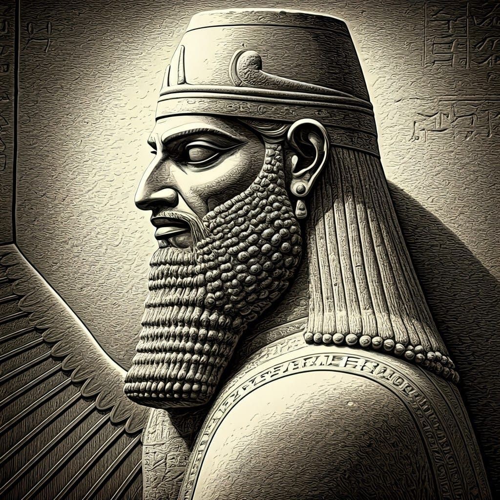 Sumerian Winged Eagle God in Bas Relief