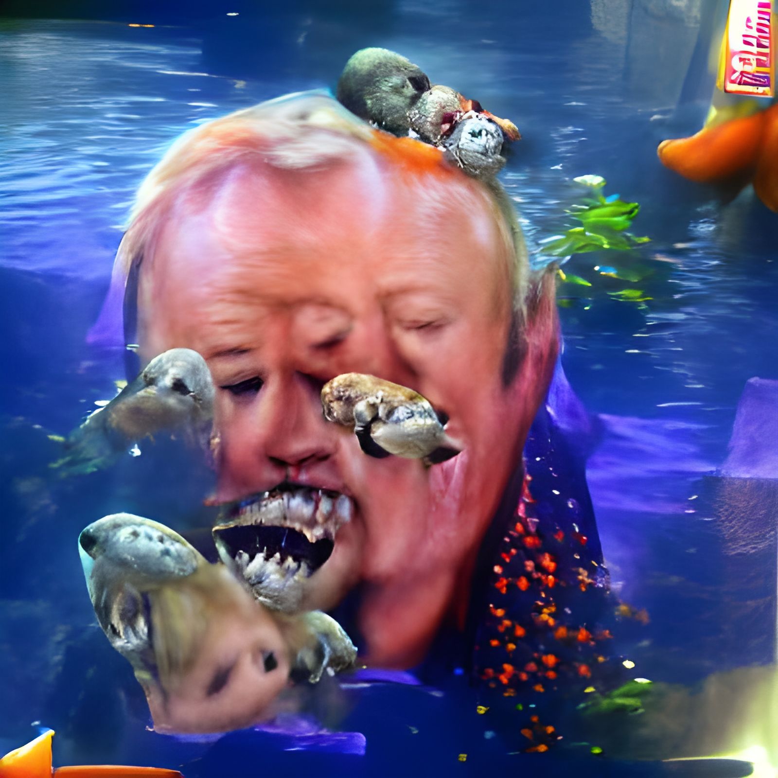 Piranhas Devour Keith Chegwin: AI Generated Image