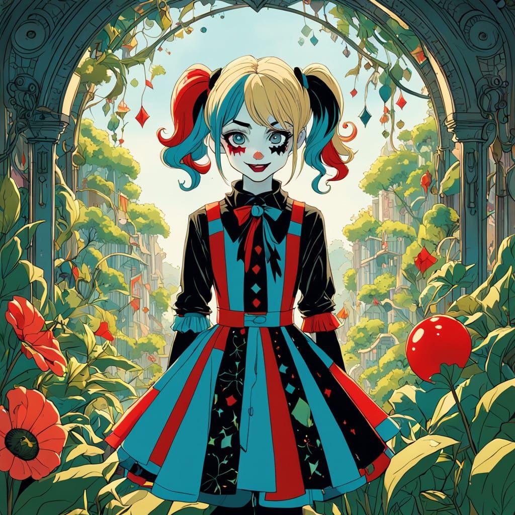 Dreamy Harley Quinn in Whimsical Wonderland