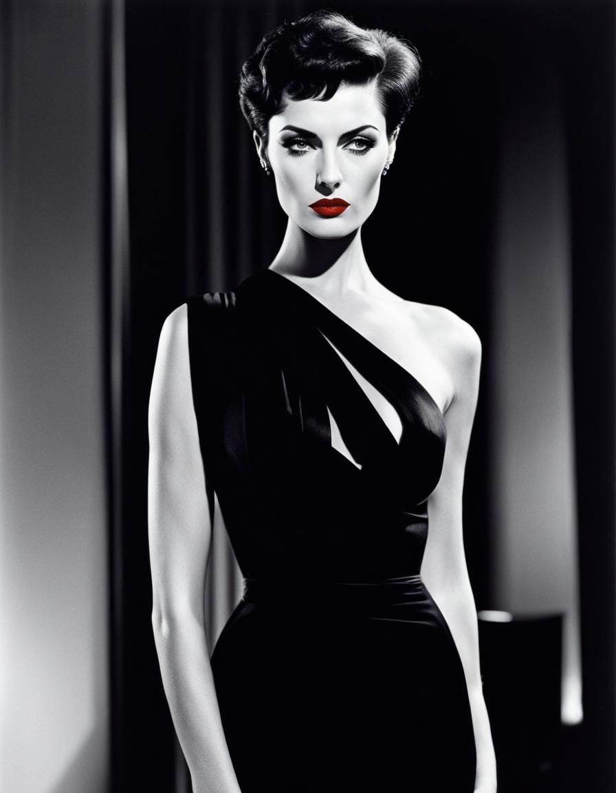 Brunette in Low-Cut Dress: A Fashion Photo