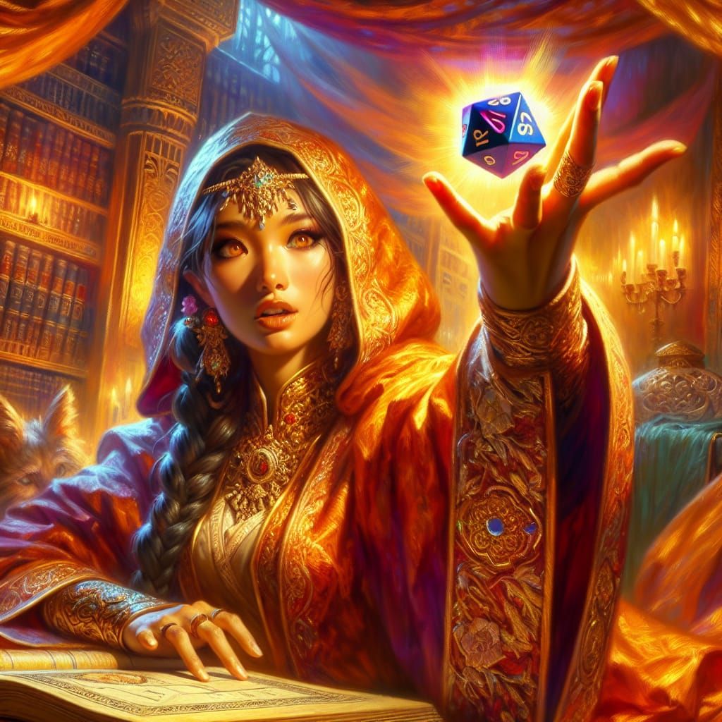 Vibrant Oil Painting of a South-Asian Game Master