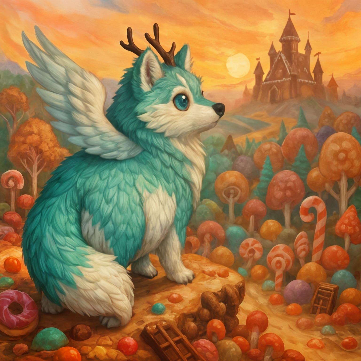Cute Chubby Wolf on Candy Cliff