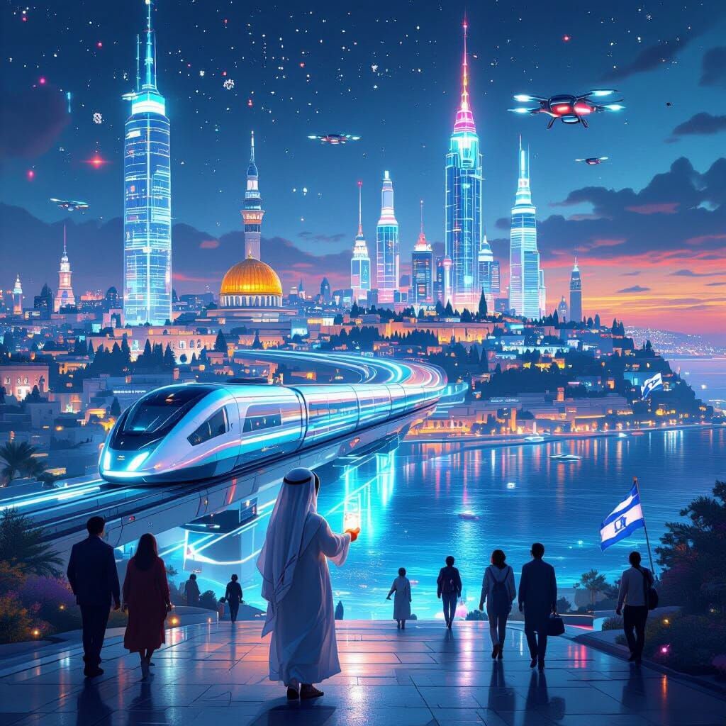 Futuristic Israel: Jerusalem & Tel Aviv Skylines with Advanc...