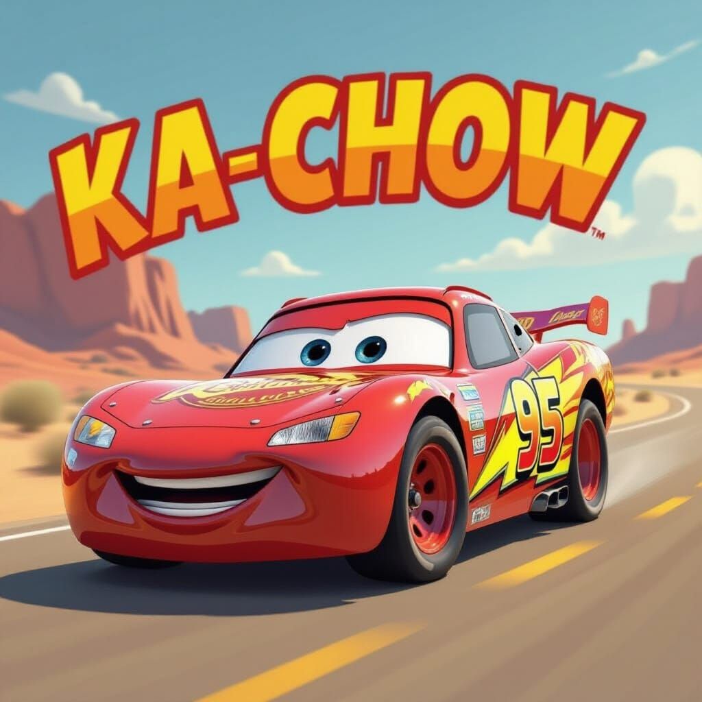 Lightning McQueen Shouting KA-CHOW in Desert