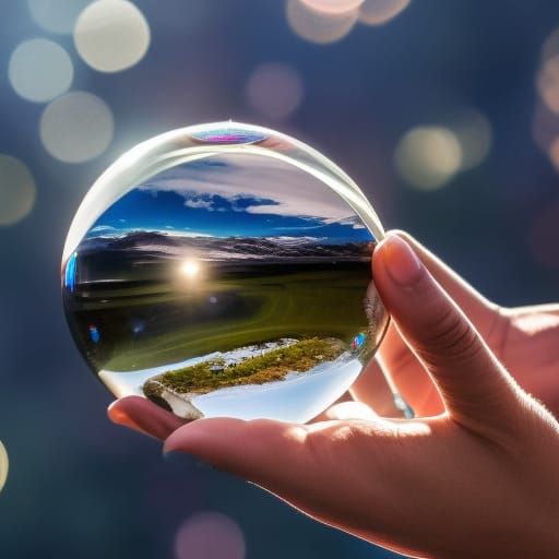 Floating Crystal Ball Captured with DSLR Lens