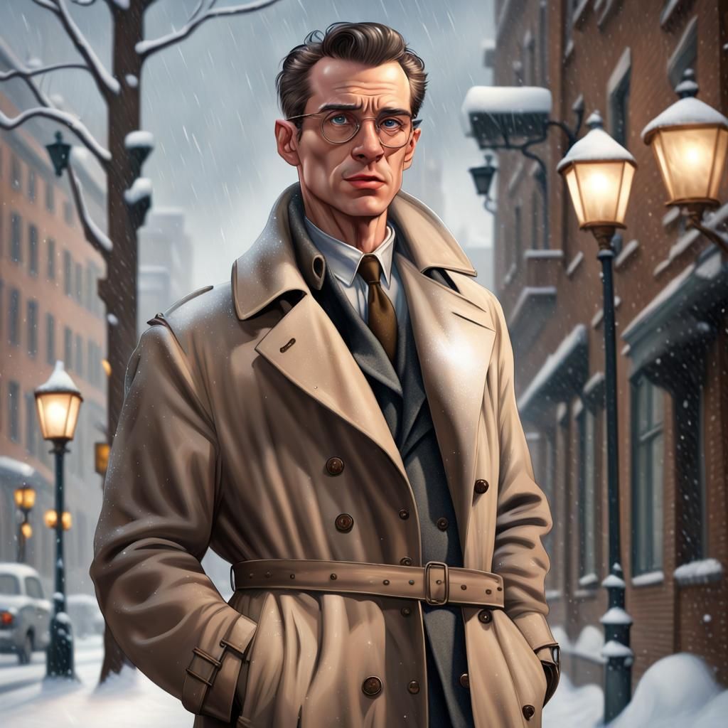 1950s Detective Portrait in Hyperrealistic Style