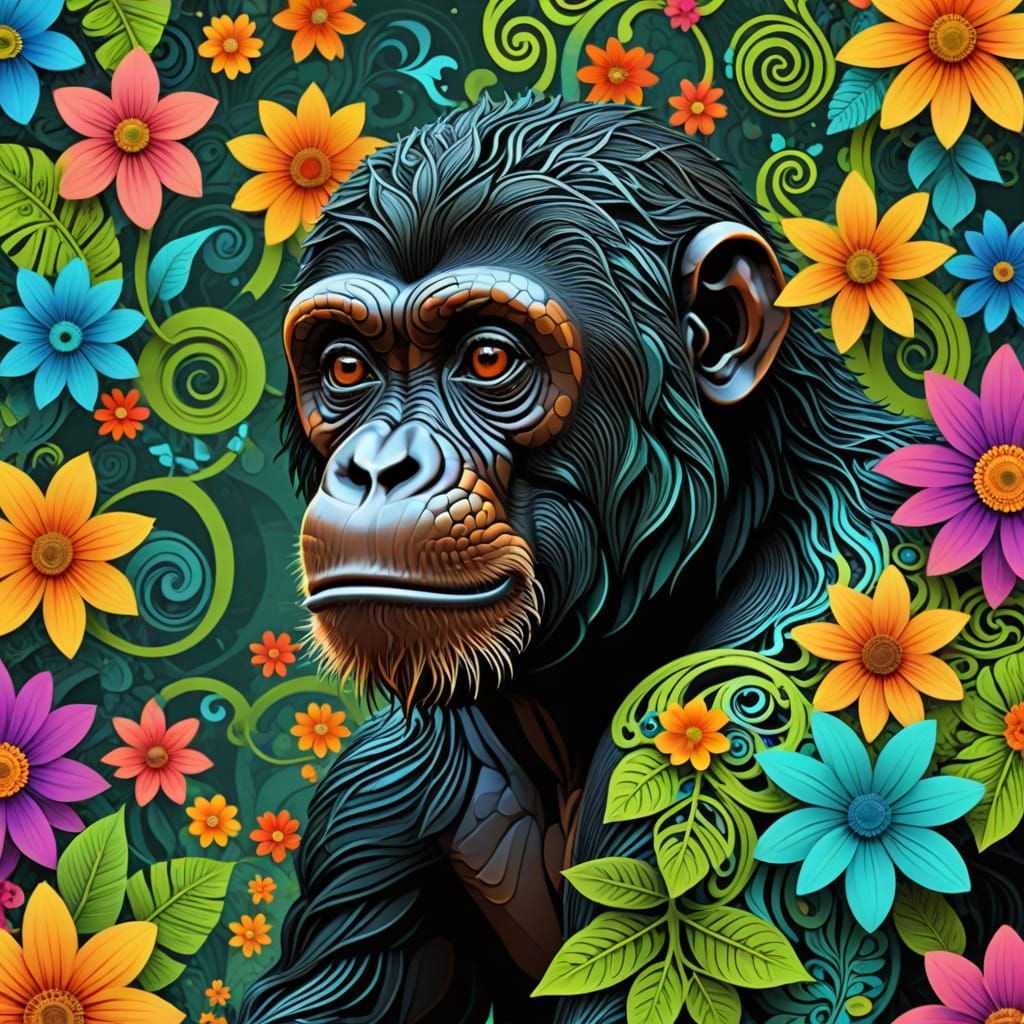 Psychedelic Bonobo Abstract Fractal Art