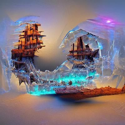 Pirate Ship Frozen in Crystalline Structure
