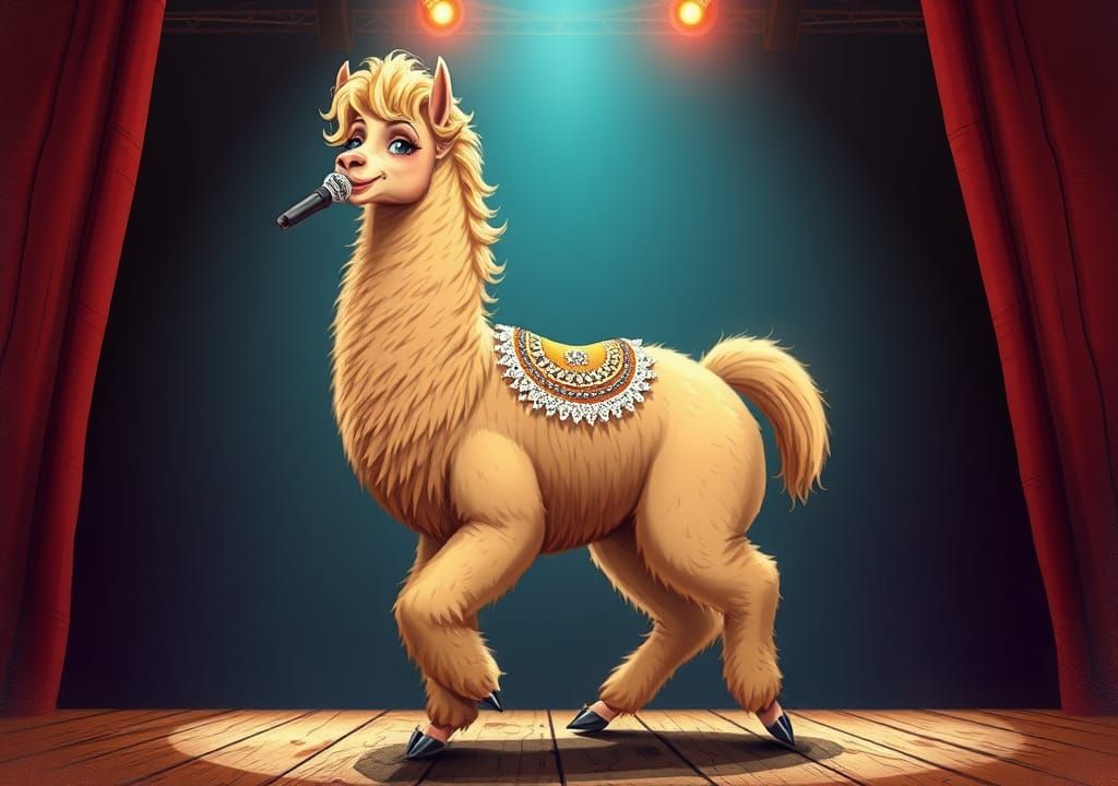 Dolly Parton Llama Centaur in Illustration Style