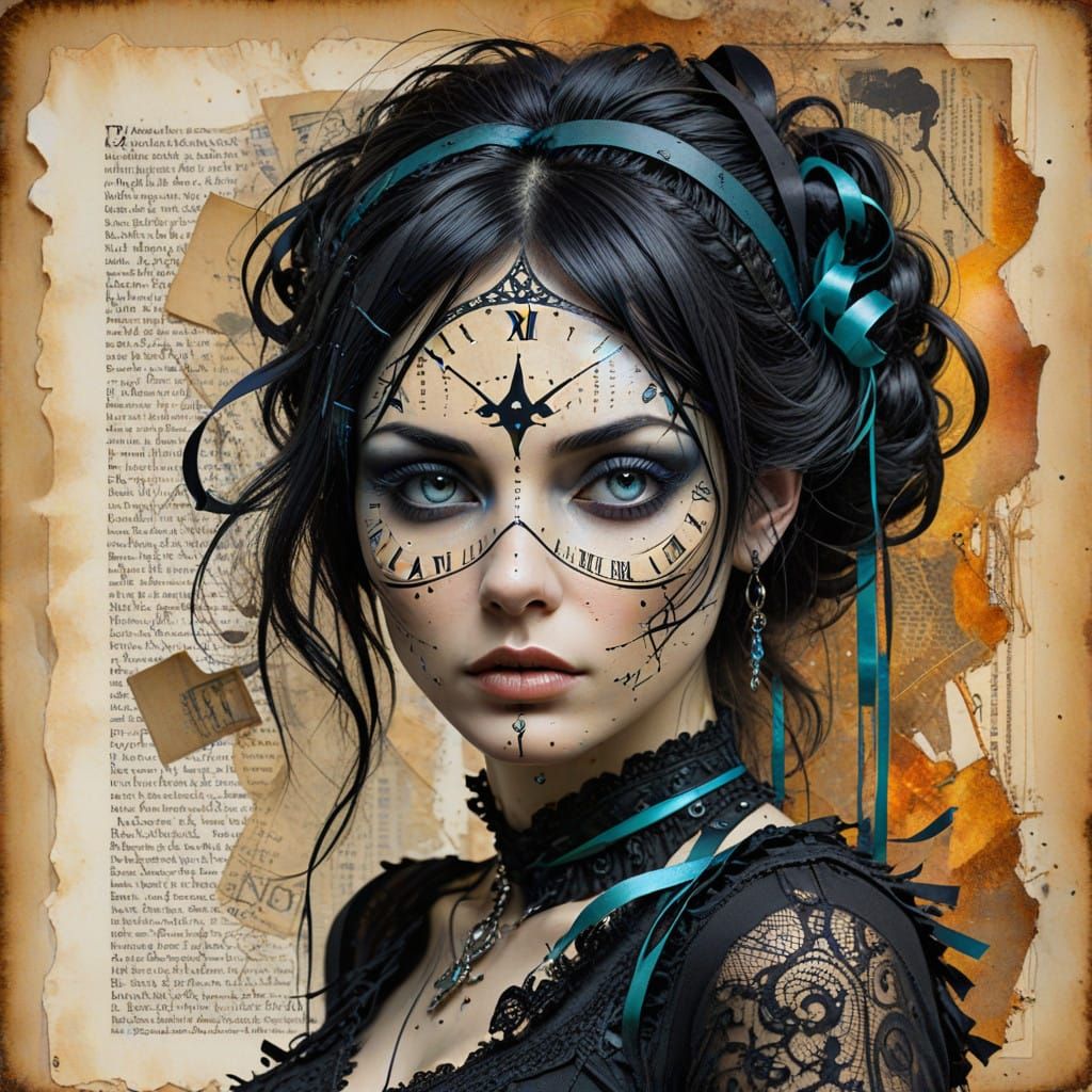 Whimsical Gothic Dreamscape of a Timeless Woman