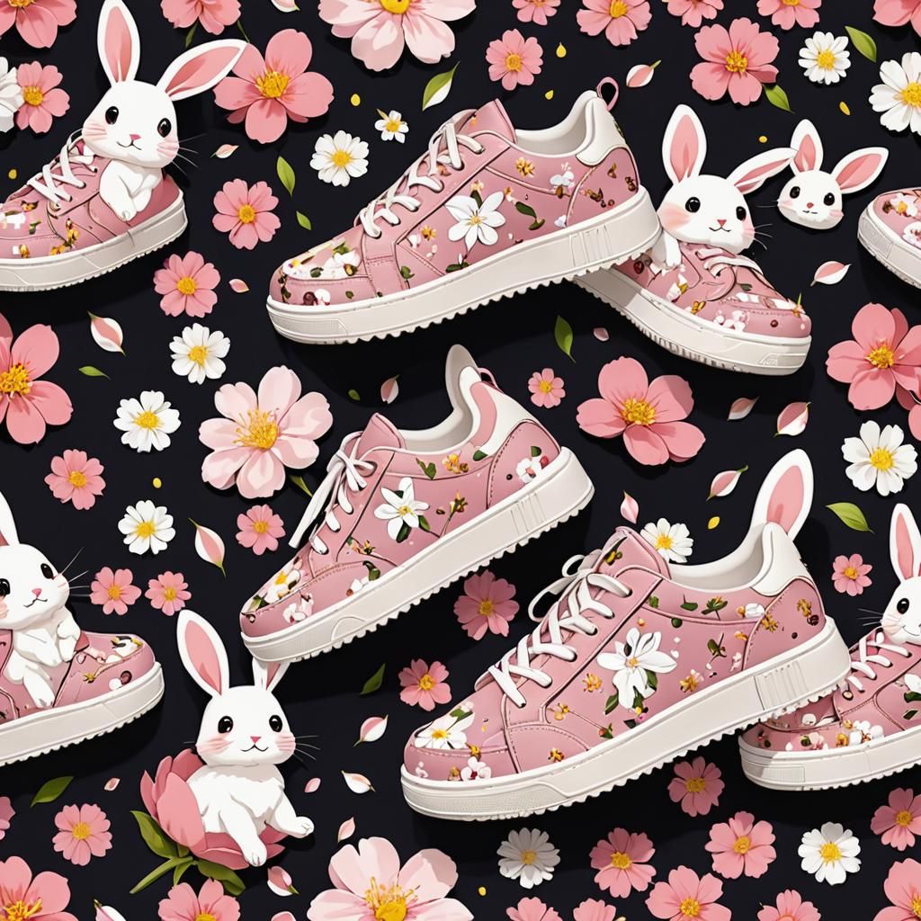 Anime Rabbit Platform Sneakers with Sakura Petals