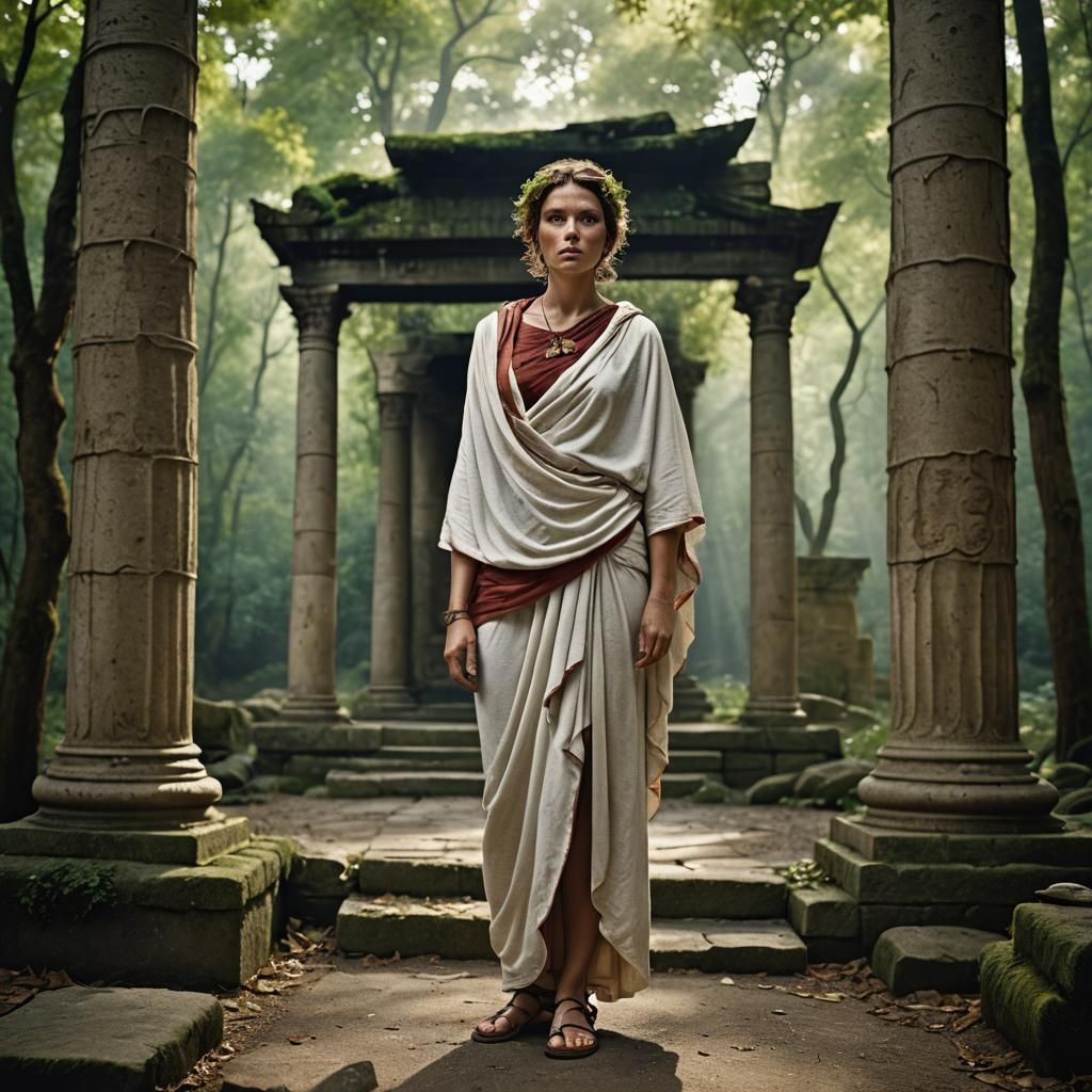 Roman Goddess in Open-Air Temple Portrait