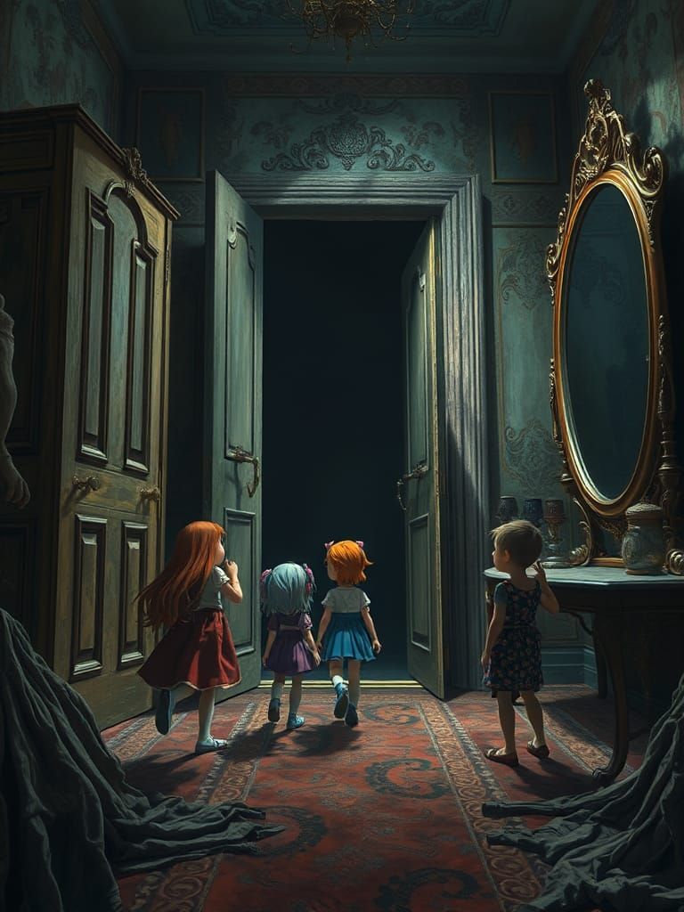 Dreamlike Animated Figures in Foreboding World