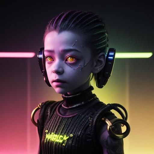 Cyberpunk Alien Schnauzer Portrait with iPhone