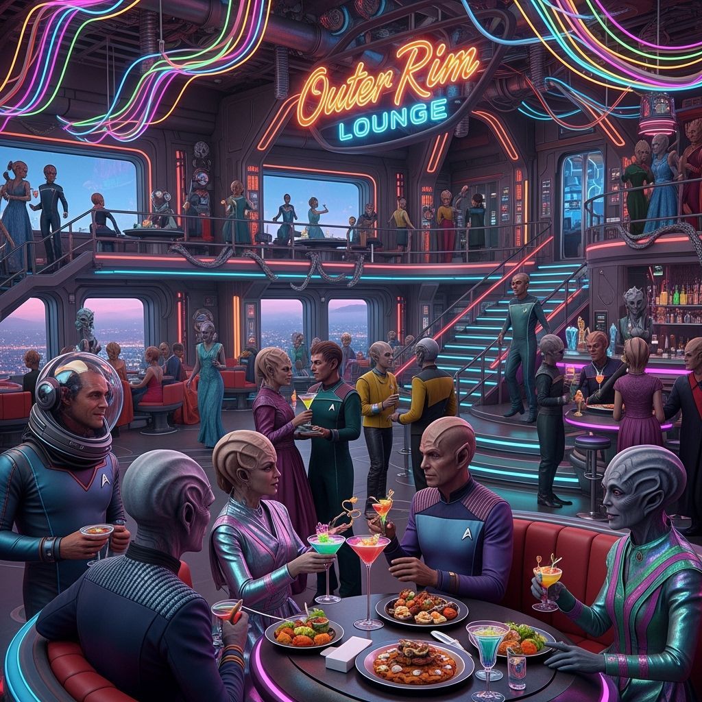 Vibrant Sci-Fi Lounge in Outer Space