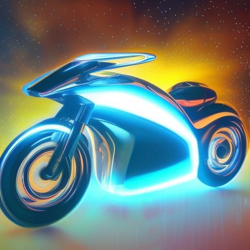 Futuristic Tron Lightcycle in Neon Landscape