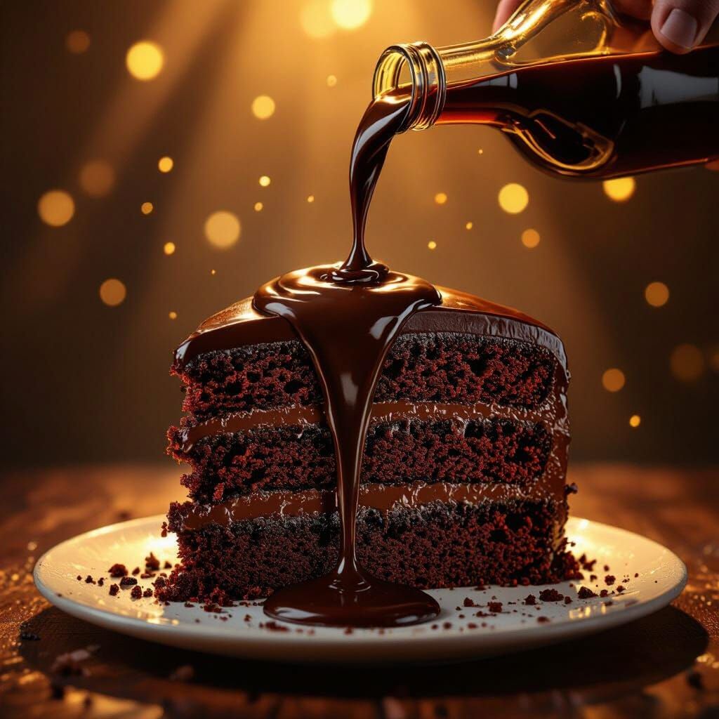 Decadent Chocolate Cake with Flowing Chocolate