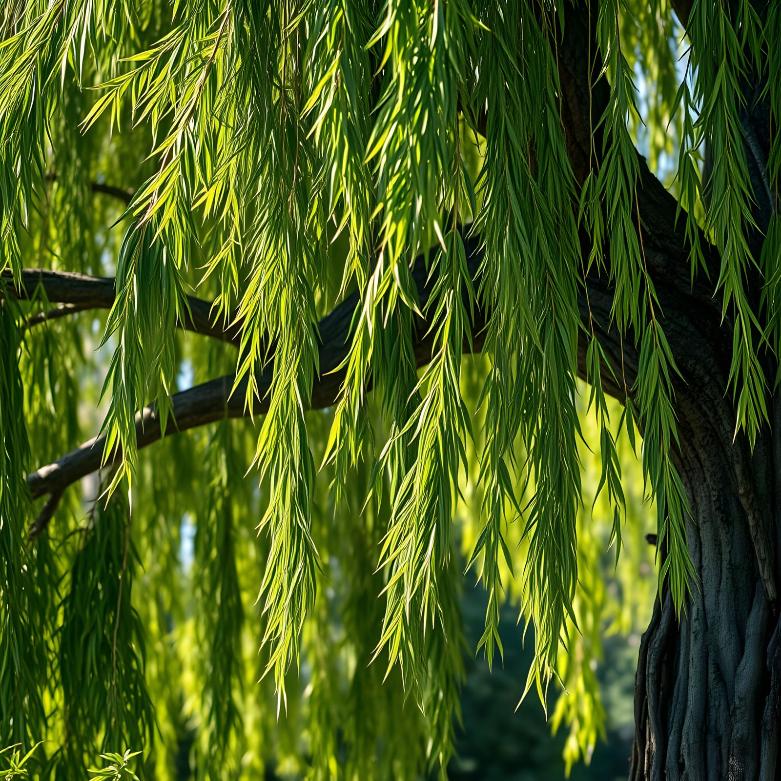 Ethereal Weeping Willow in Vibrant Impressionist Style