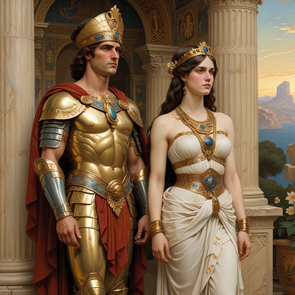 Ancient Hellenistic Rulers in Regal Attire